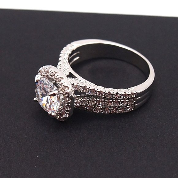 Ladies 2.50ctw Halo Bridal Diamond Ring, 18K White Gold - Picture 10 of 15